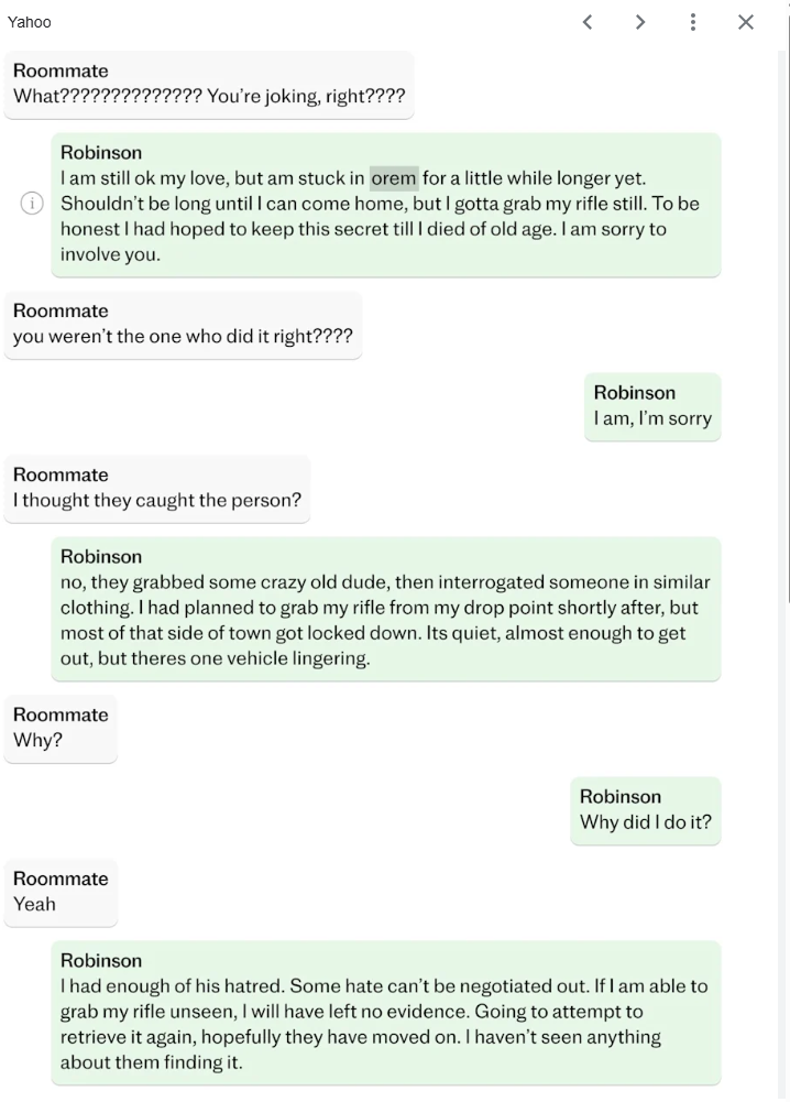 Text exchange — Robinson and Twiggs — Part 1