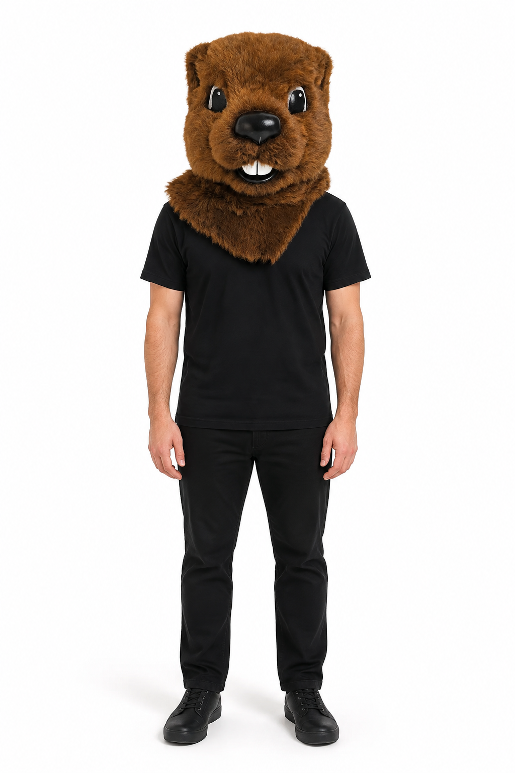 Brown Beaver Mascot Head with Buck Teeth