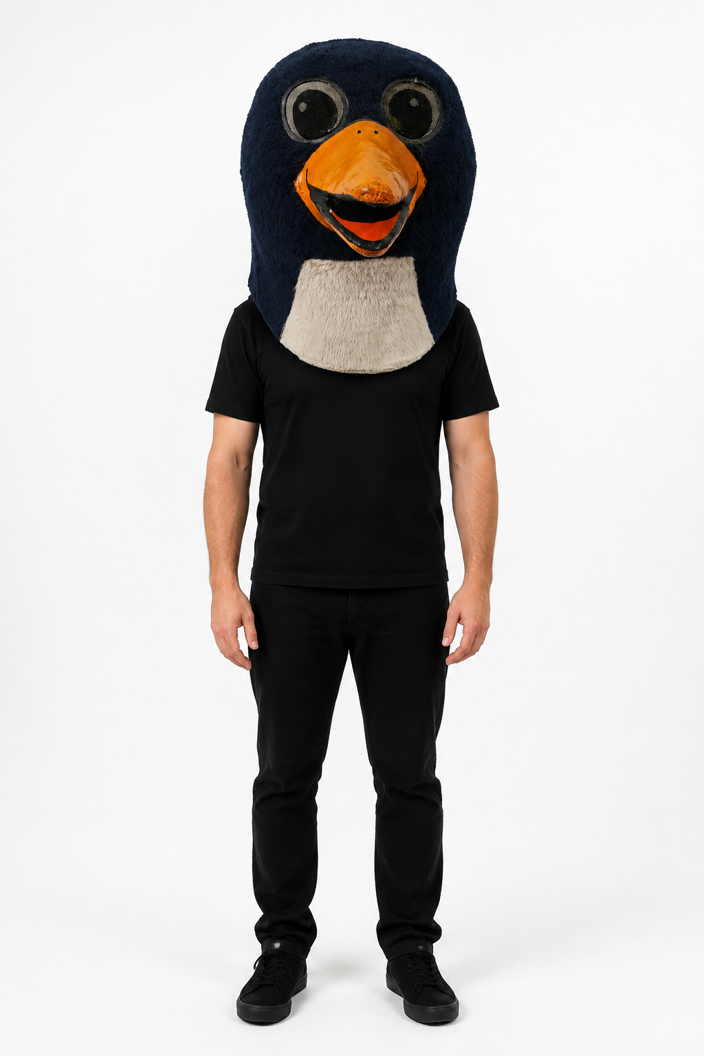 Black-and-White Penguin Mascot Head