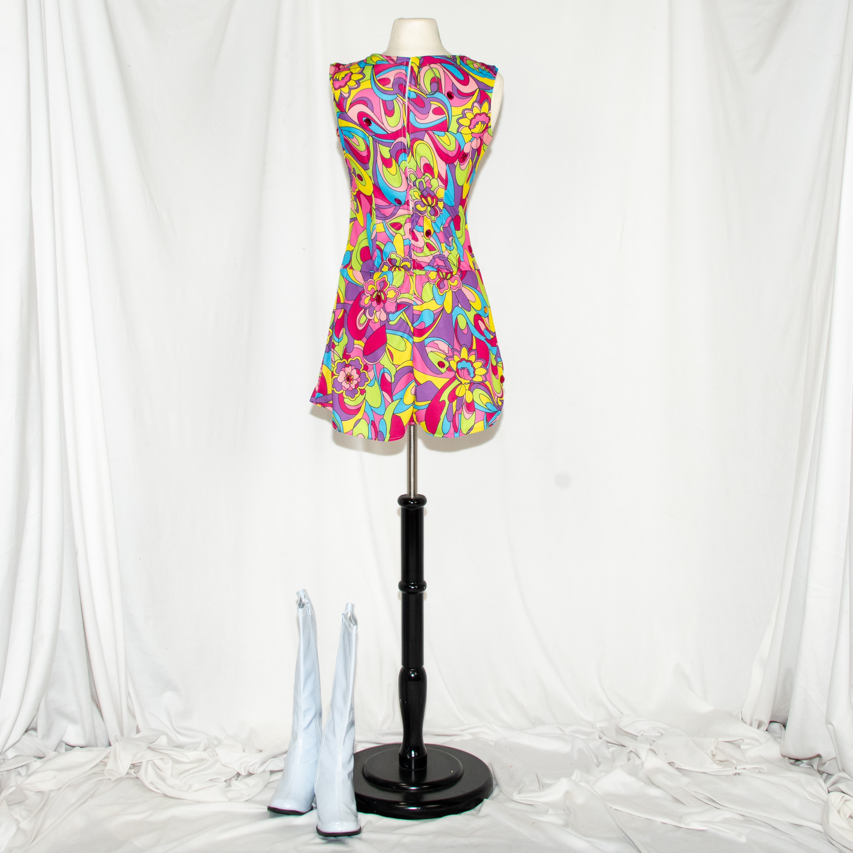 1960s Psychedelic Flower Power Go-Go Mini Dress view 2