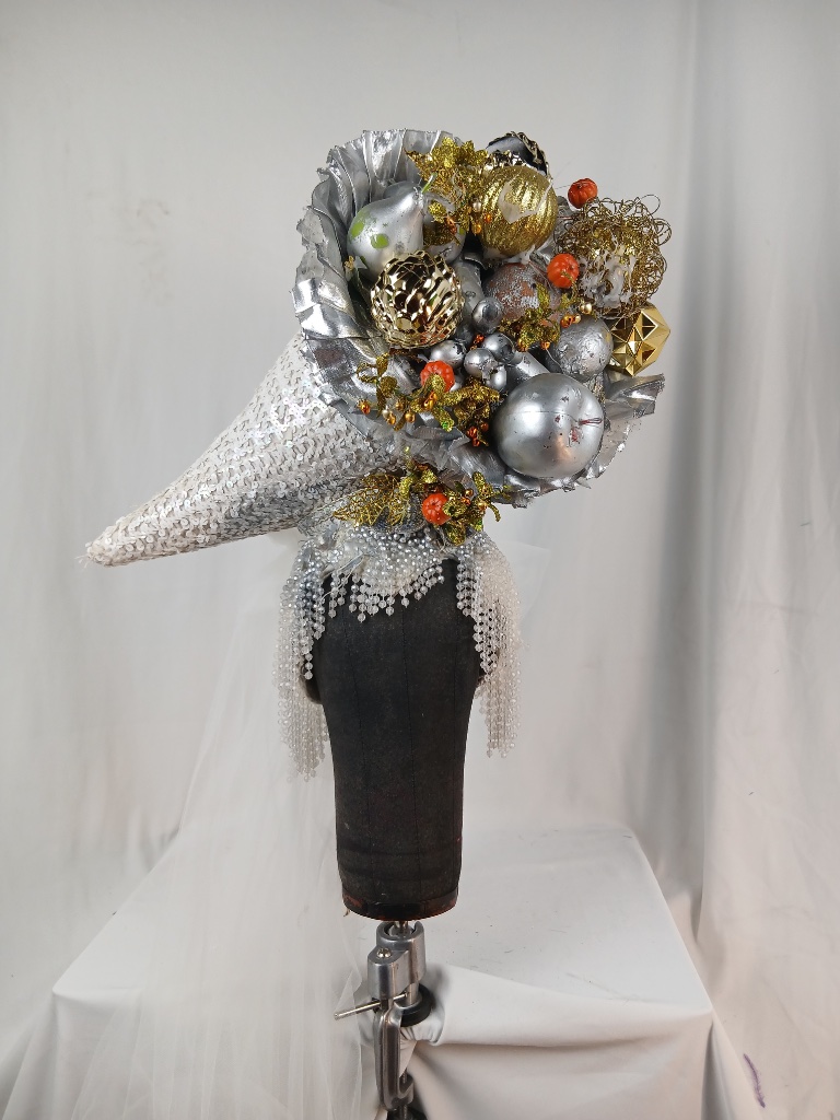 White Swirl Sequin Shako view 2