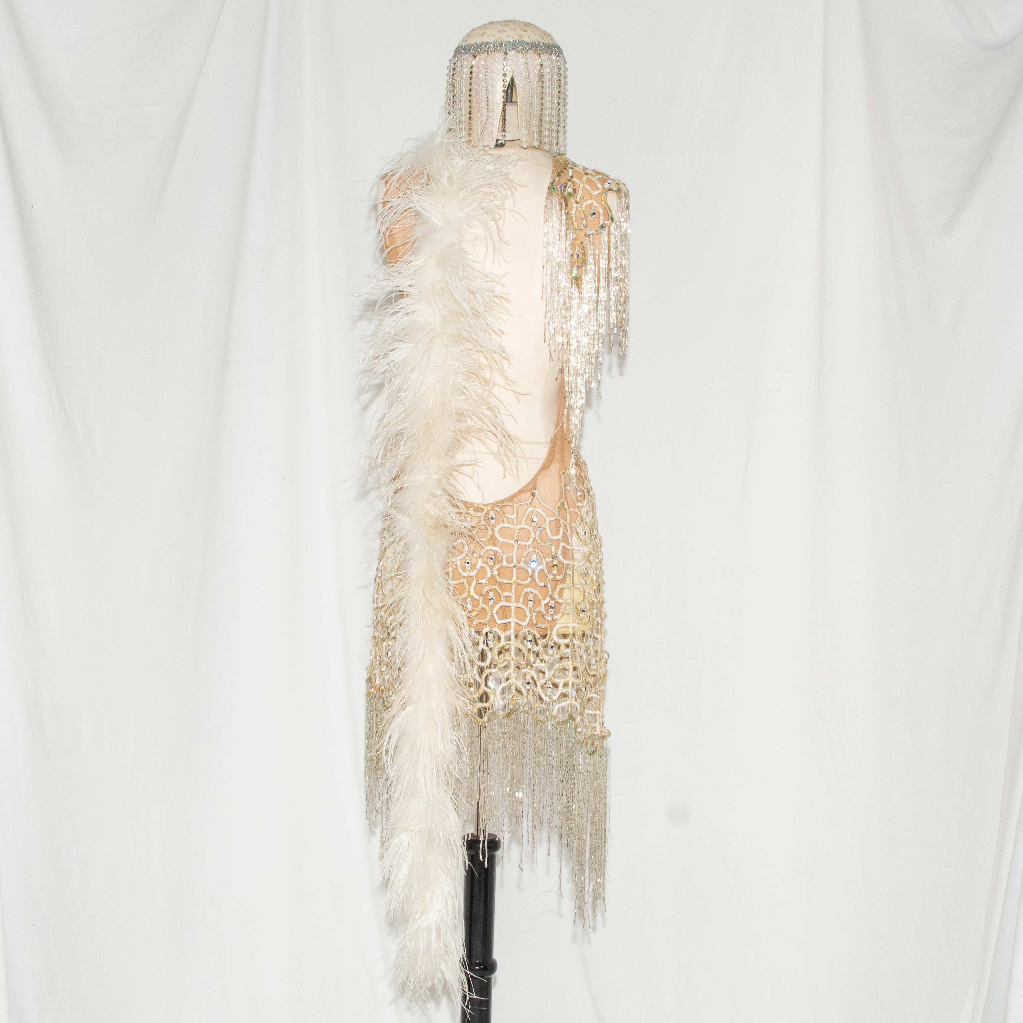 1920s Champagne Beaded Fringe Flapper Dress view 2