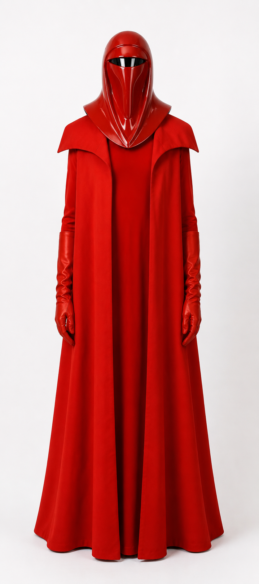 Crimson Sci-Fi Royal Guard Costume with Helmet and Full-Length Cape