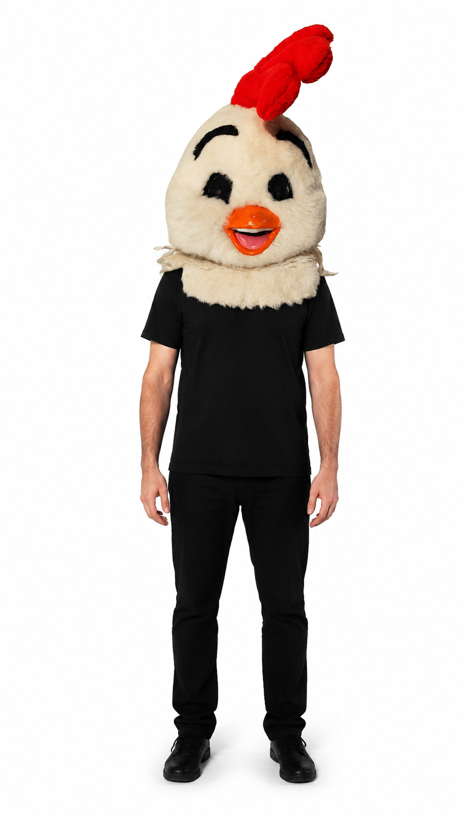 Smiling White Chicken Mascot Head