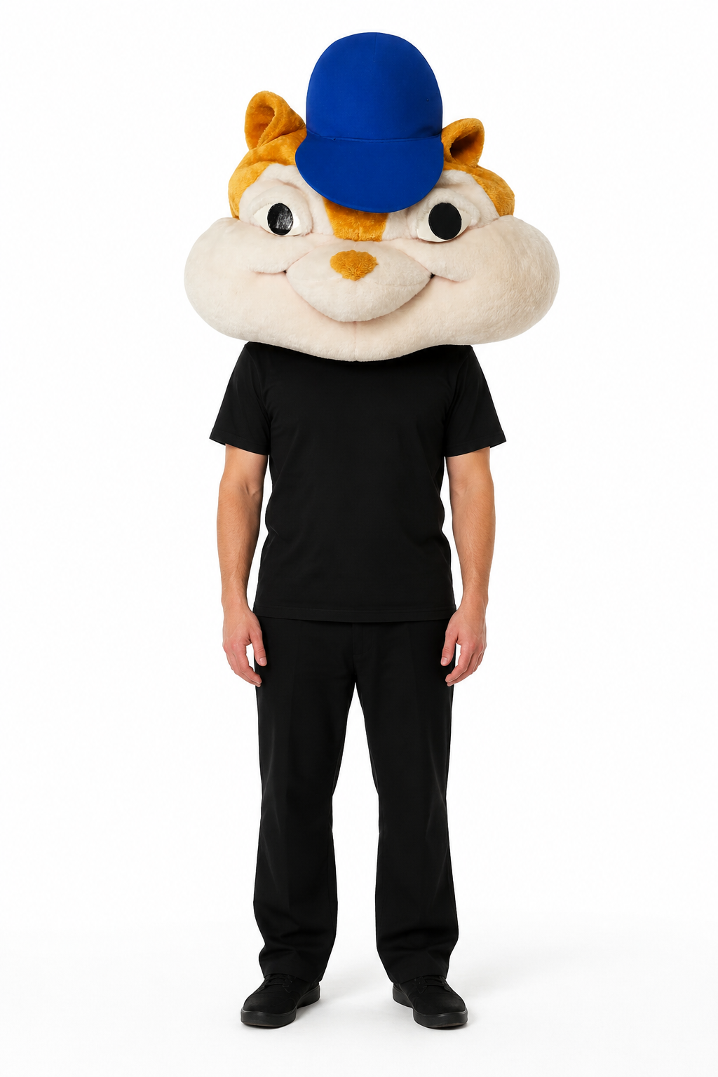 Cartoon Chipmunk Mascot Head with Blue Cap