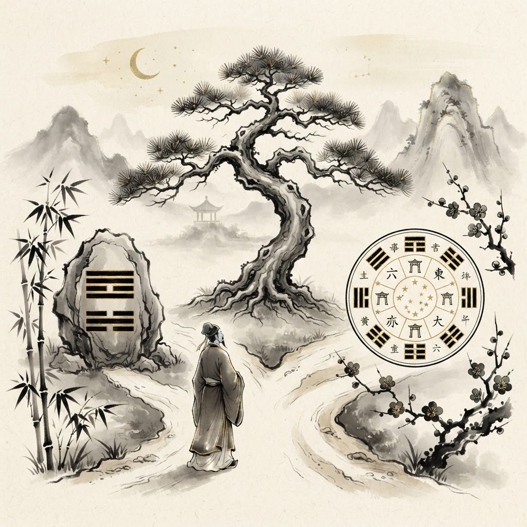 Two paths diverging: hexagrams and a Qi Men chart