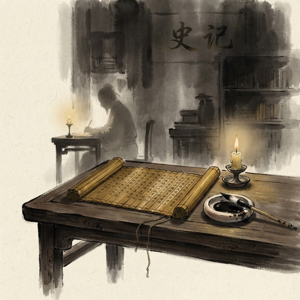 Sima Qian writing the Records of the Grand Historian