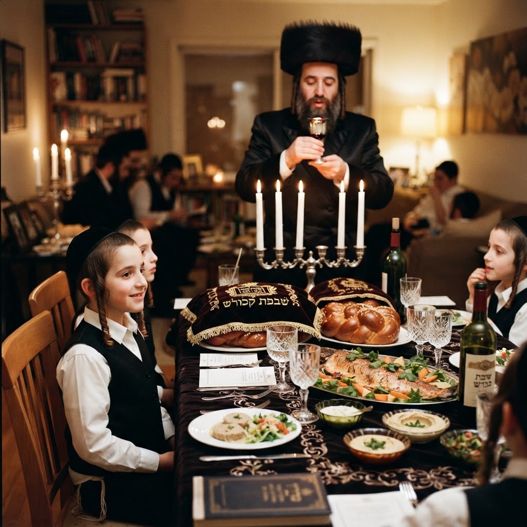 Torah study in a grand library