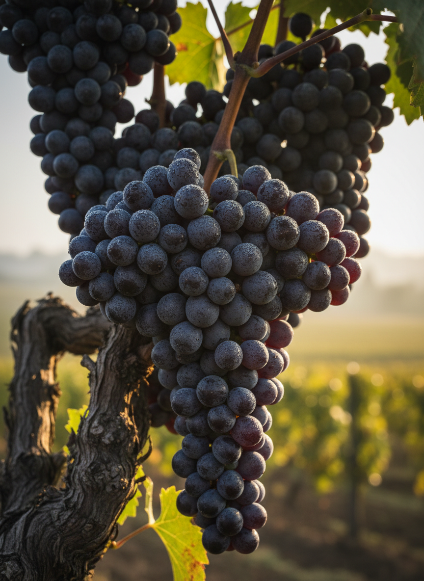 Pinot Noir grape variety — close-up of ripe clusters on the vine