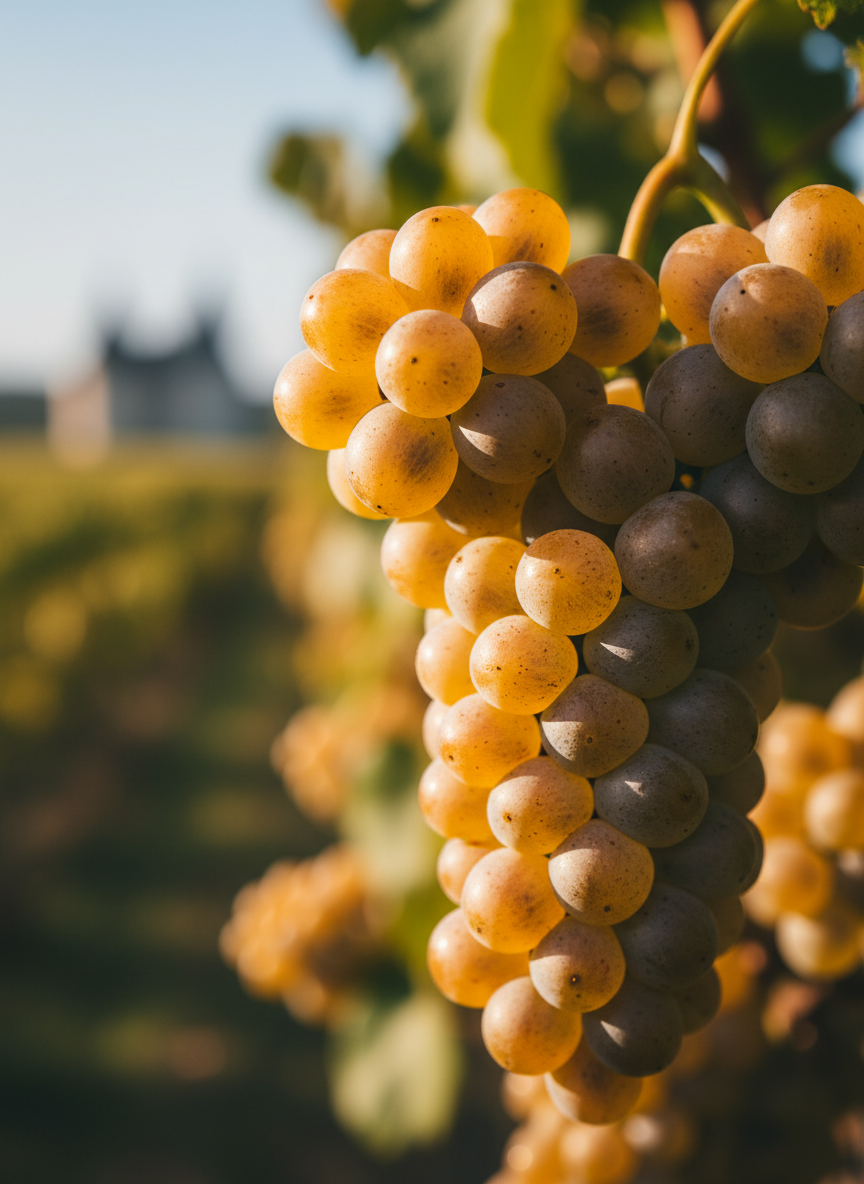 Chenin Blanc grape variety — close-up of ripe clusters on the vine
