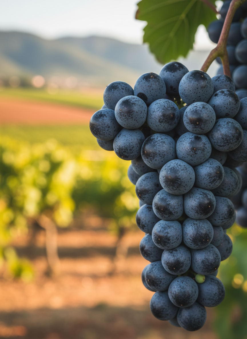 Tempranillo grape variety — close-up of ripe clusters on the vine