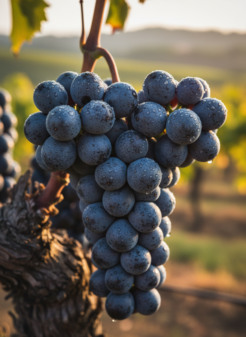 Cabernet Sauvignon grape variety — close-up of ripe clusters on the vine