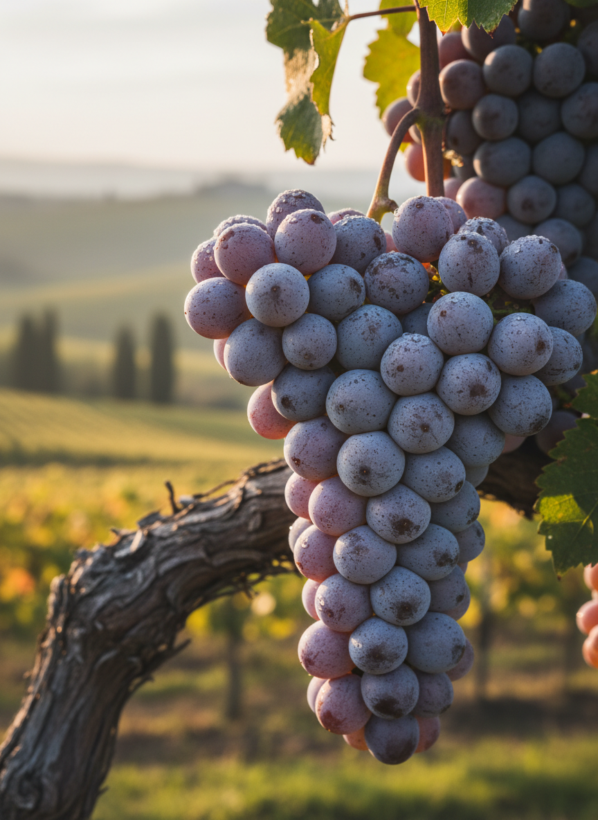 Pinot Grigio grape variety — close-up of ripe clusters on the vine