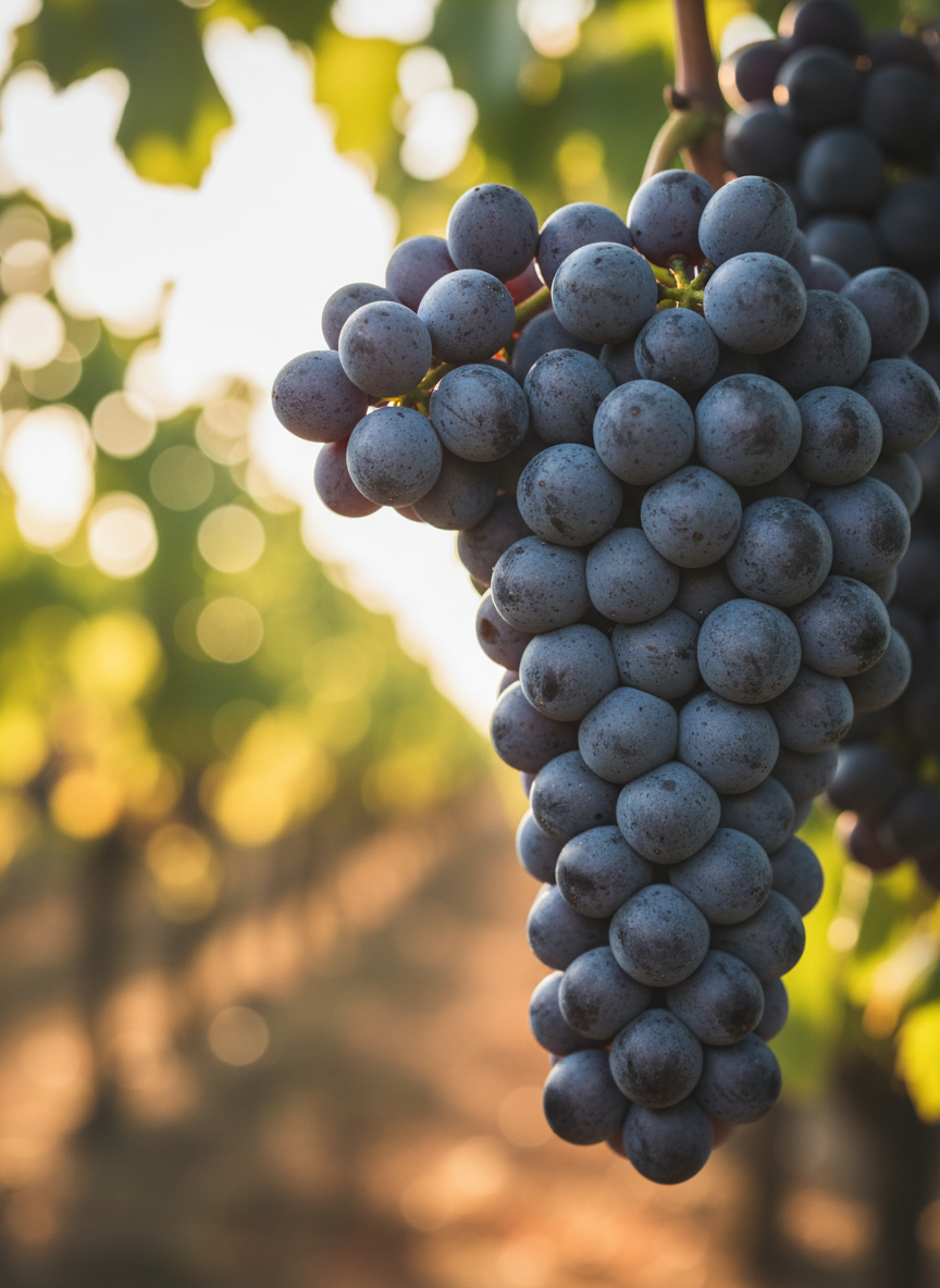 Merlot grape variety — close-up of ripe clusters on the vine