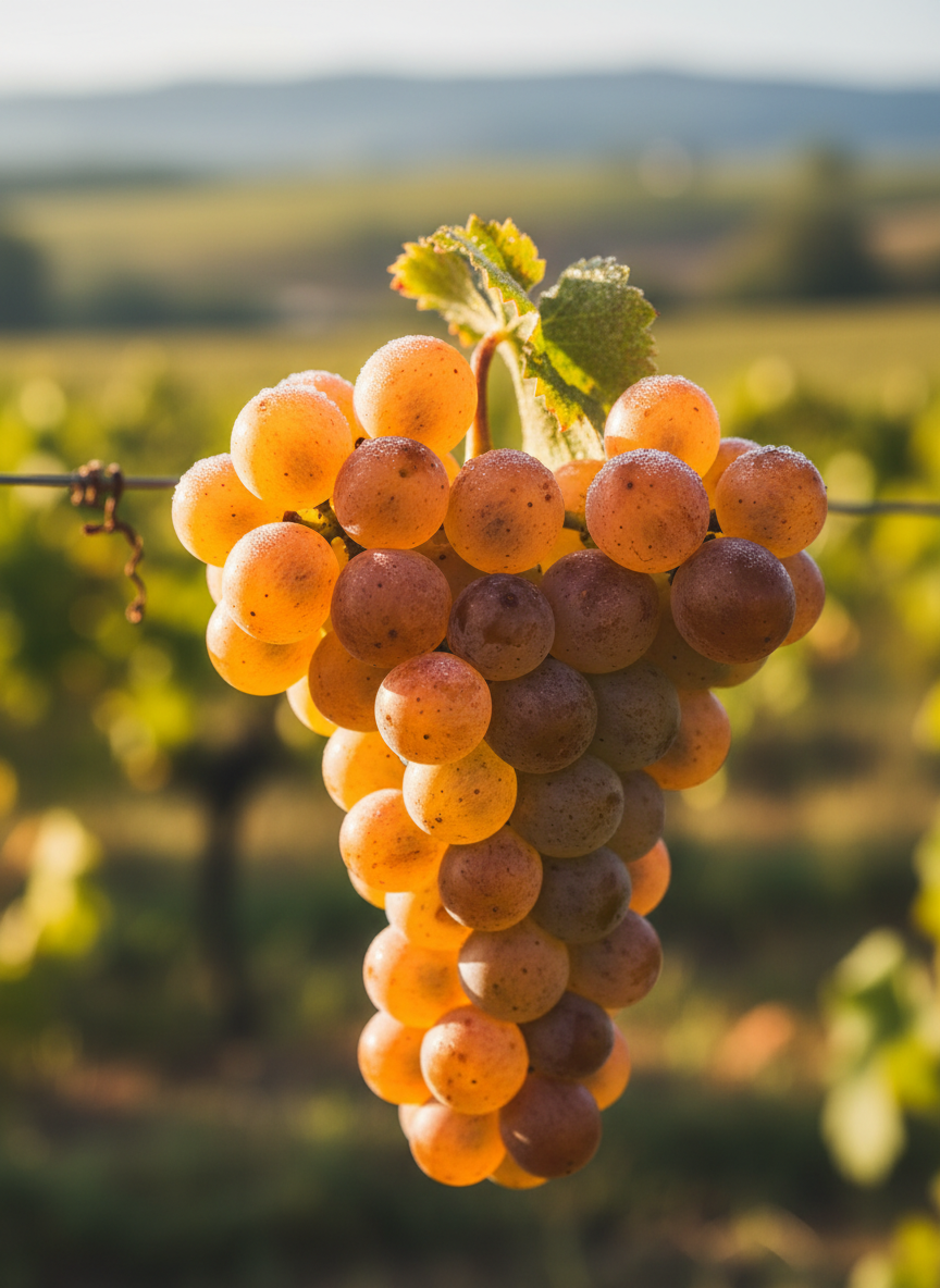 Viognier grape variety — close-up of ripe clusters on the vine