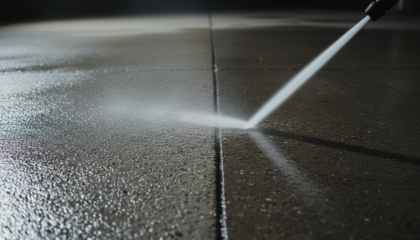 Professional power washing in action
