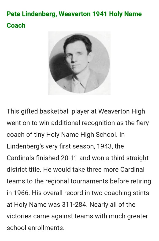 Pete Lindenberg, Holy Name coach