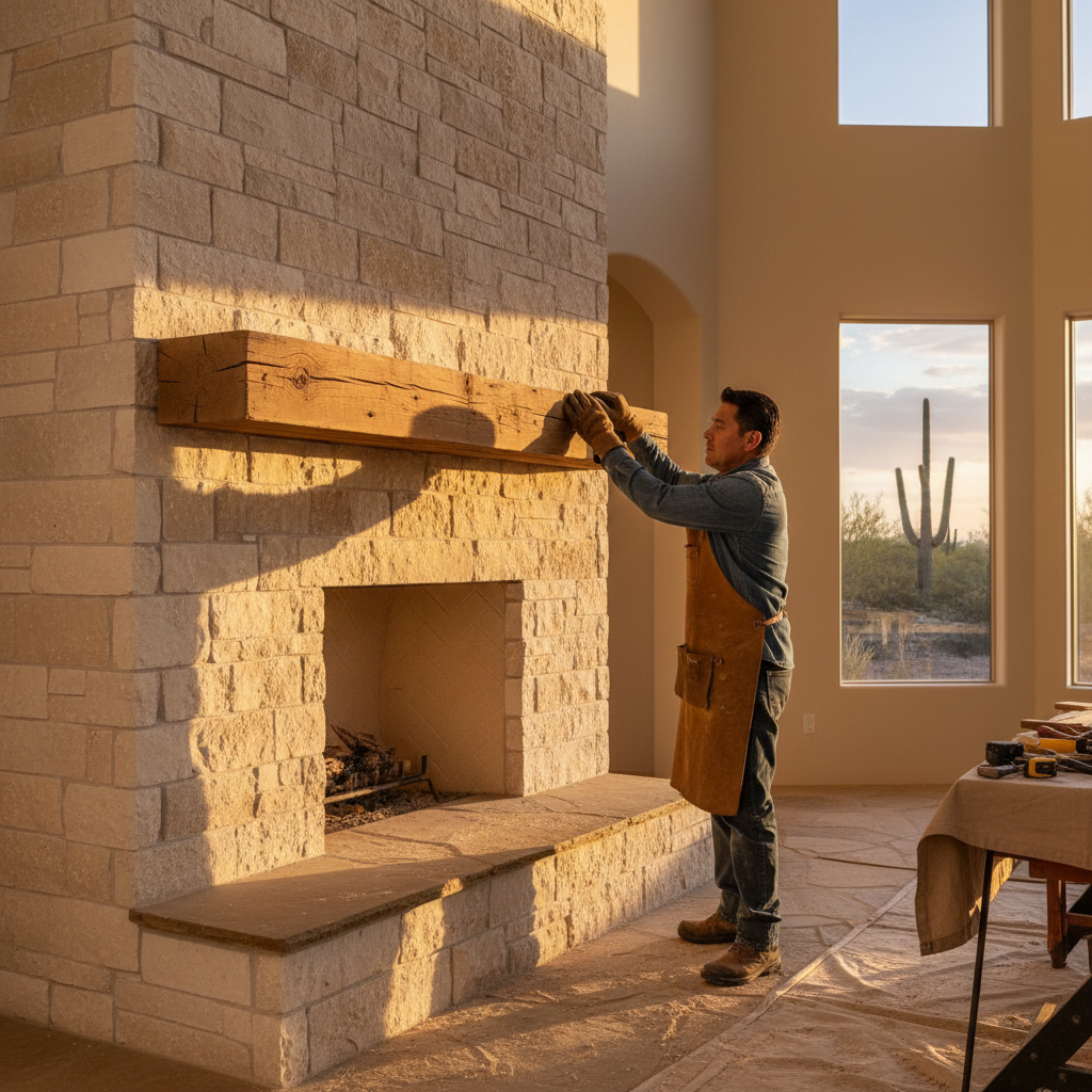 Rustic Wood Beam Fireplace Surrounds: A Phoenix Valley Favorite