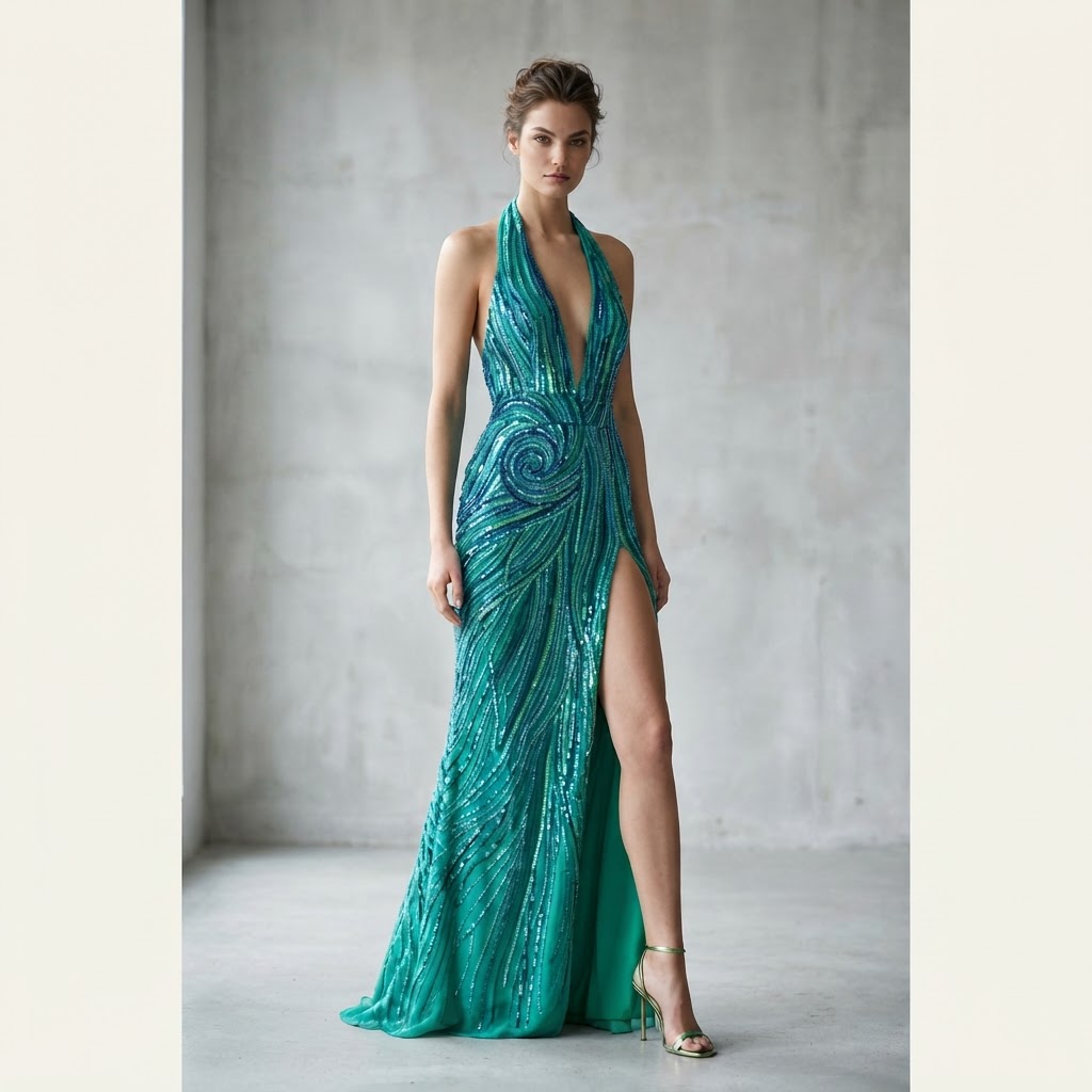 Emerald Sequin Gown