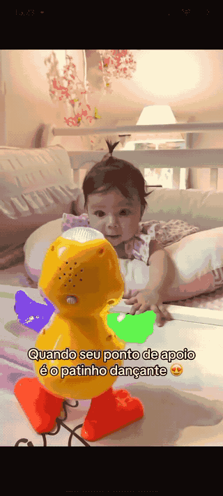 Bebê encantada com o Pato Dançante