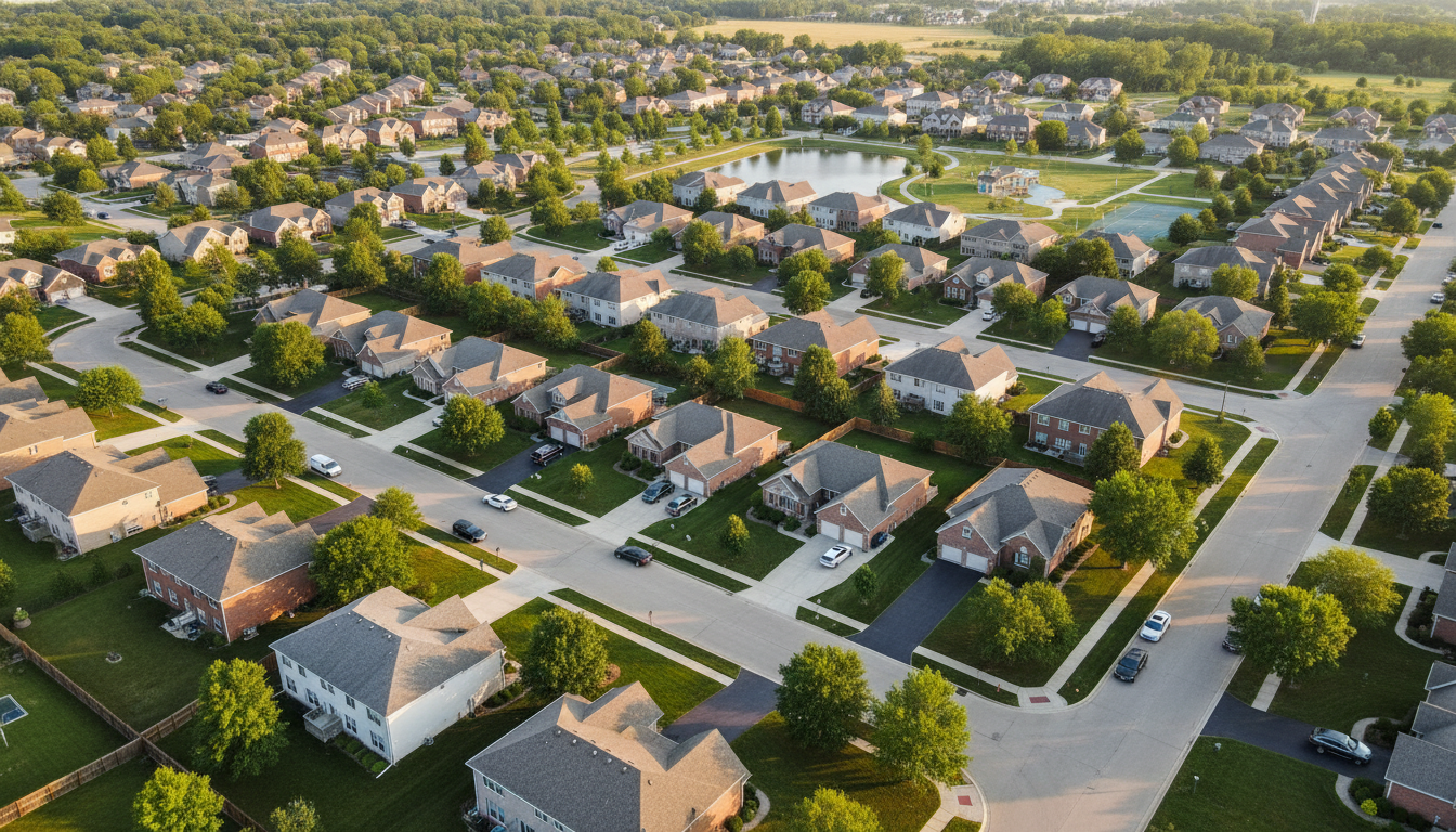 Aerial view of Northwest Indiana neighborhoods