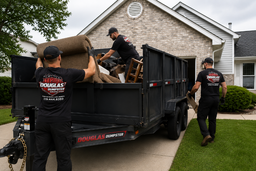 Junk removal crew loading unwanted items in Northwest Indiana
