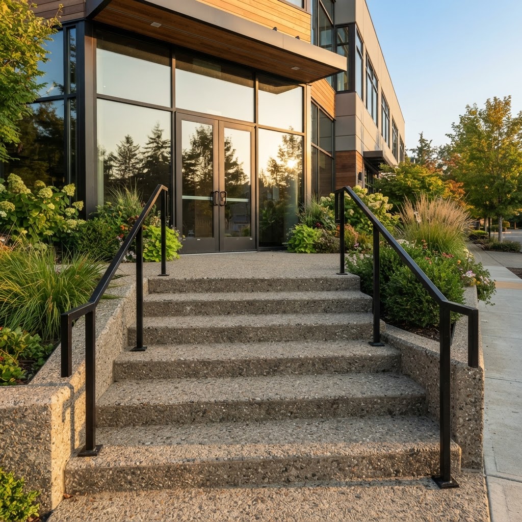 Commercial entrance steps resurfaced with the Poly-Granite system