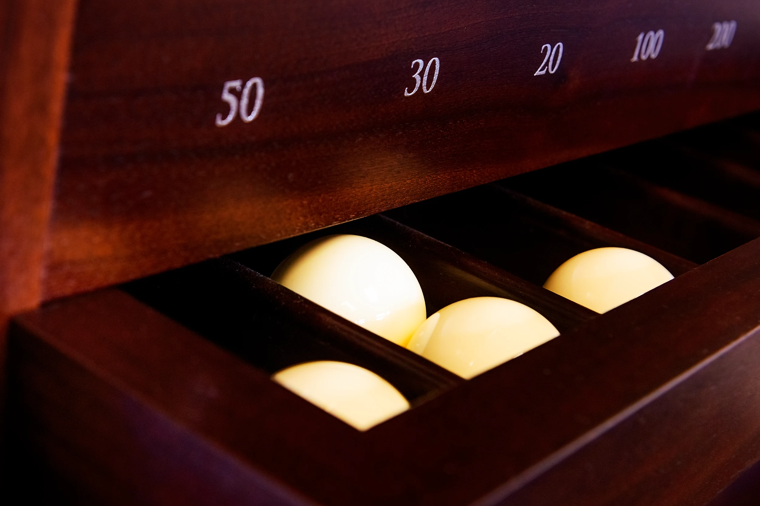 Bespoke American Black Walnut billiards table in London townhouse reception room - detail 6