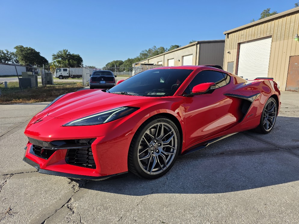 Red Corvette detailed finish