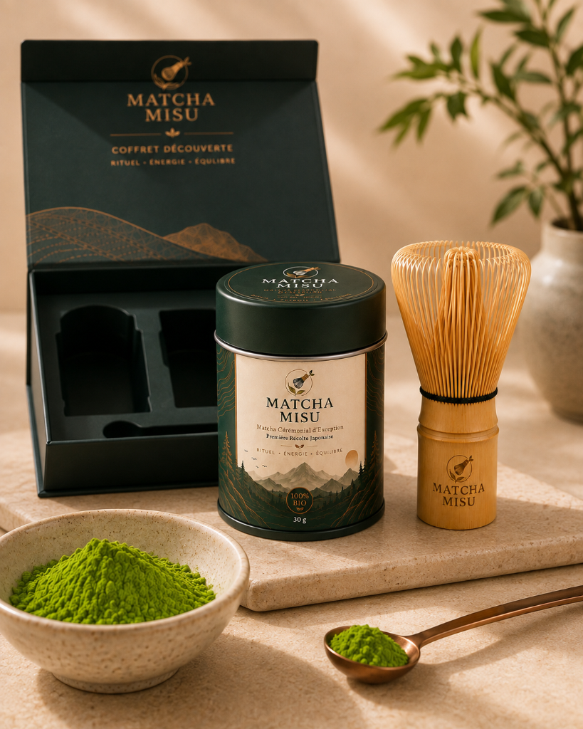 MATCHA MISU MAROC — Pack Signature vue 3 · matcha bio au Maroc