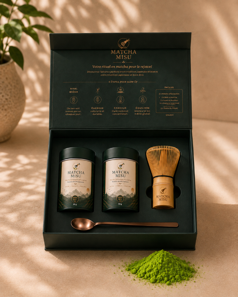MATCHA MISU MAROC — Tin 30 g vue 3 · matcha bio au Maroc