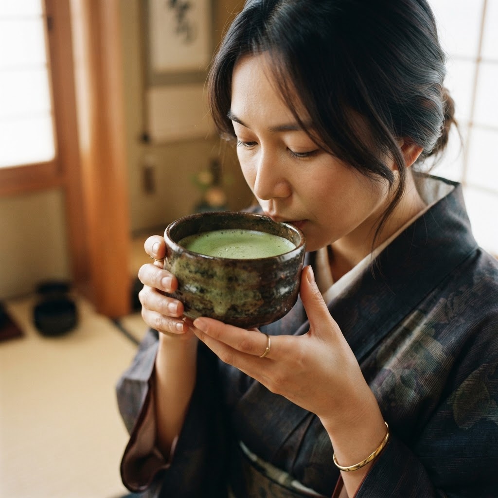 Dégustation du matcha Misu Maroc dans un bol traditionnel