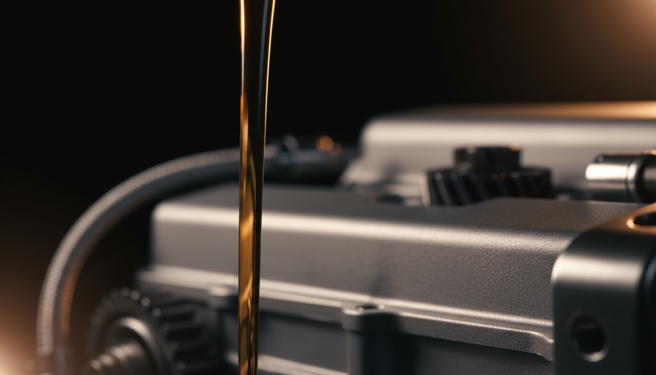 High-quality synthetic oil being poured with dramatic cinematic lighting