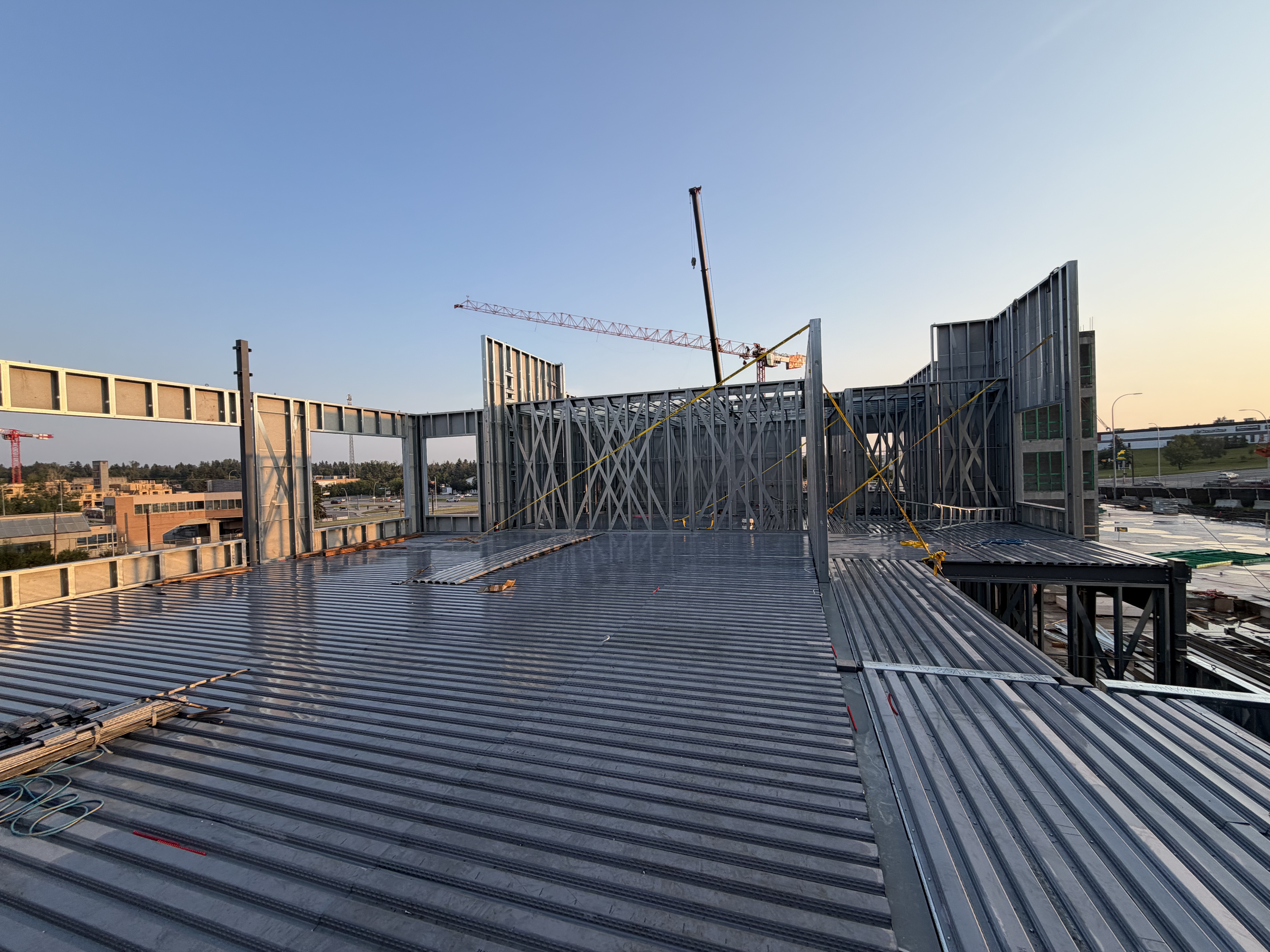 Deck Framing at Dusk — Elevated Work Platform