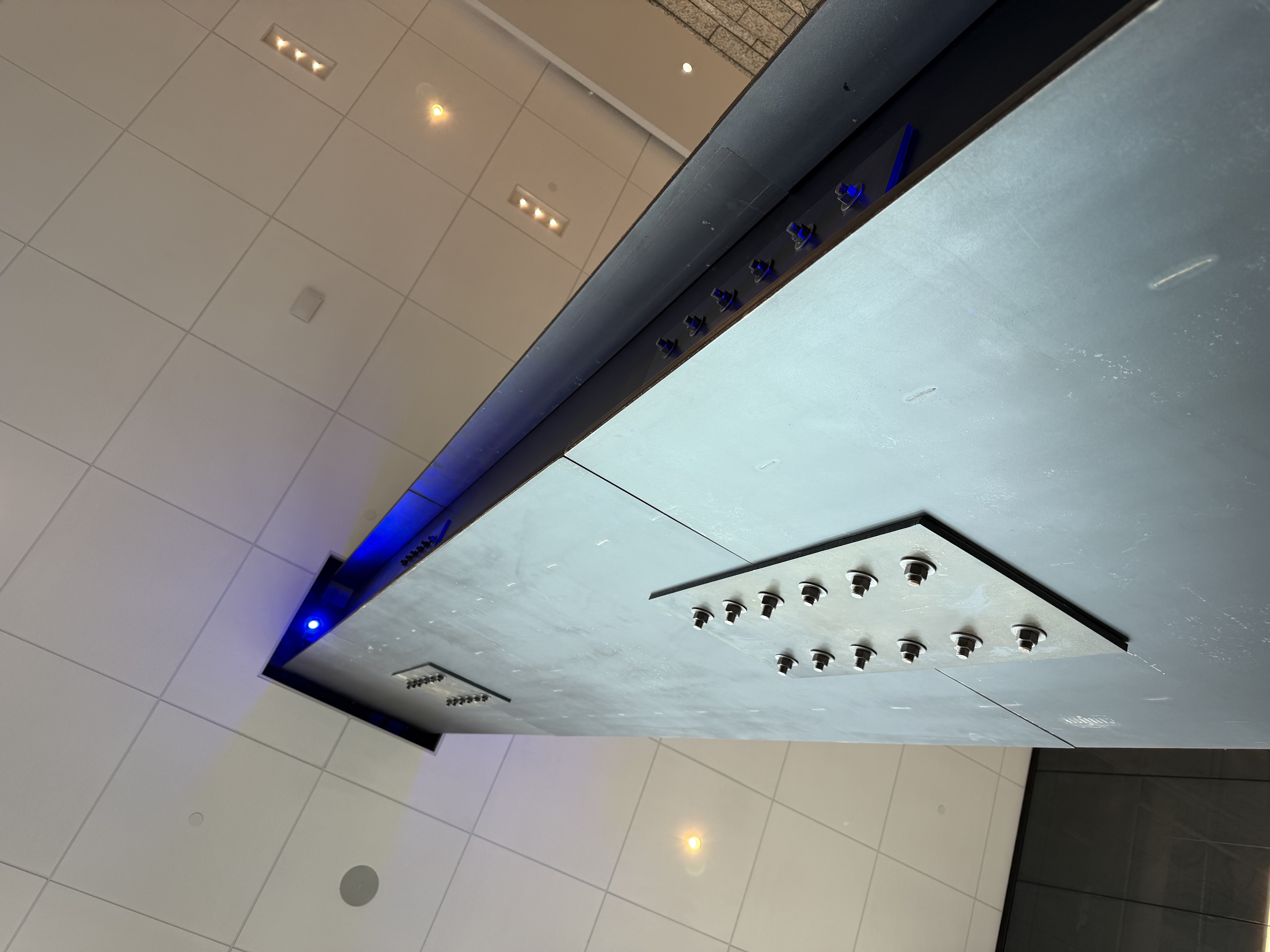 Bolted Gusset Connection — Architectural Steel — Finished Interior