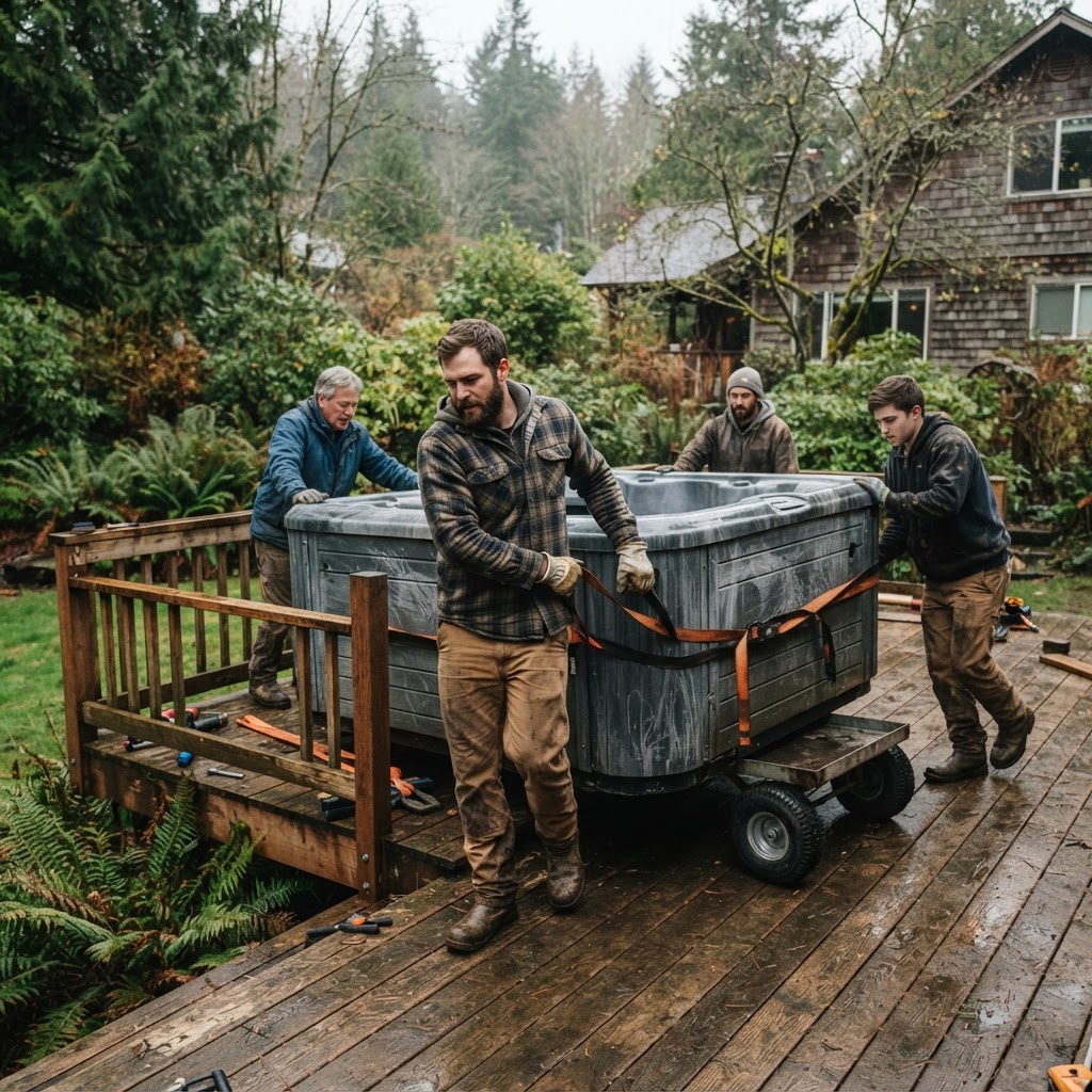 Hot tub removal in Bellingham, WA — spa cut and hauled away