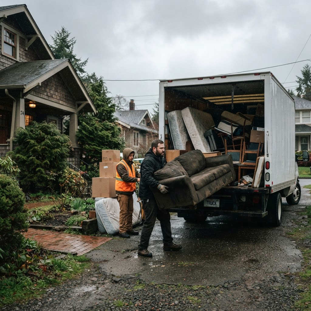Junk Away crew hauling junk in Bellingham, WA