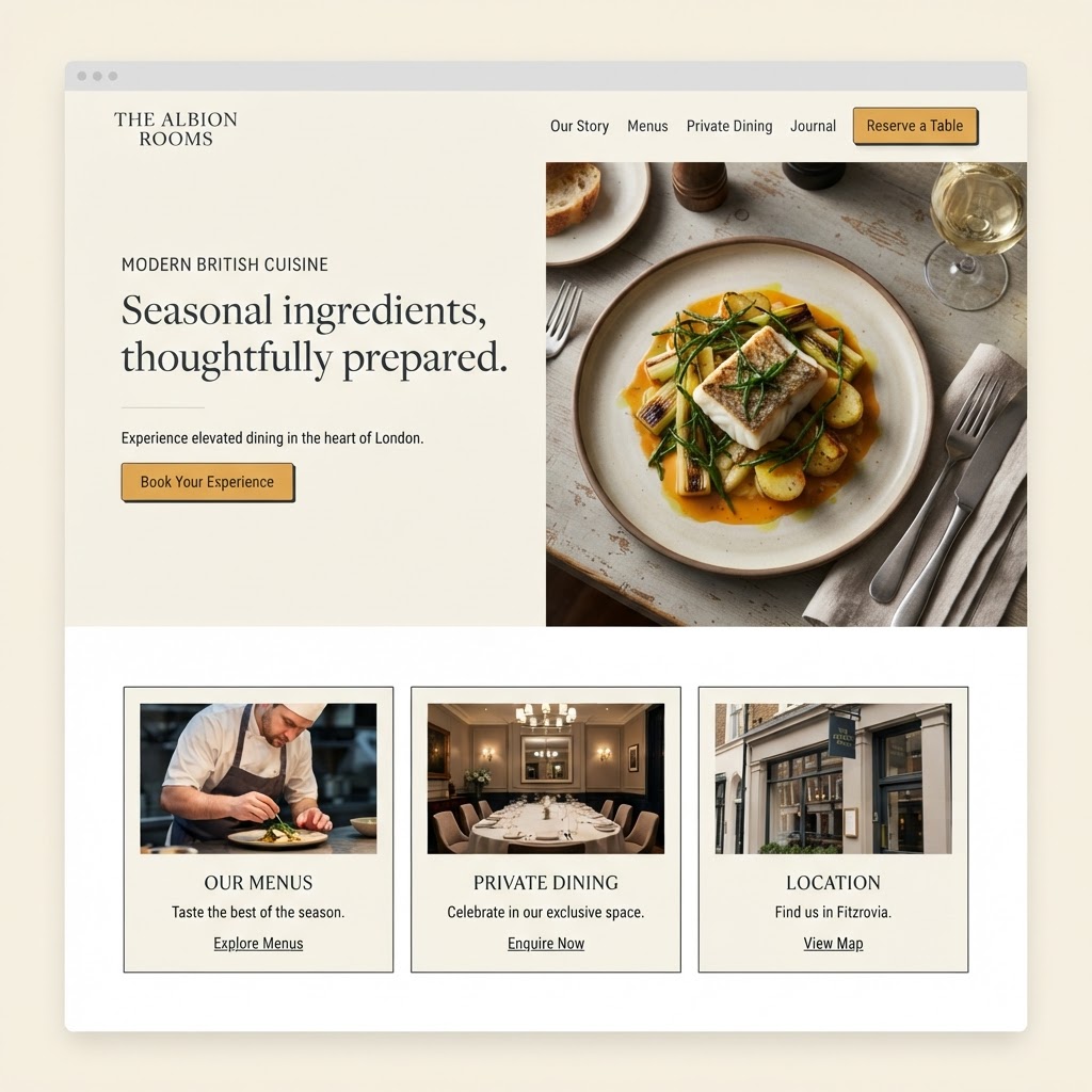 Rebuilt restaurant website example
