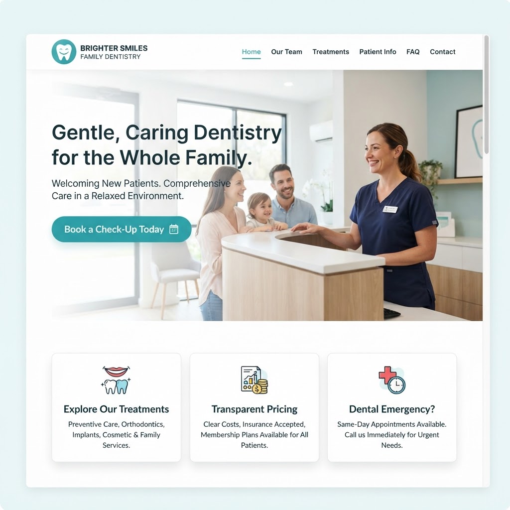 Rebuilt dentist website example