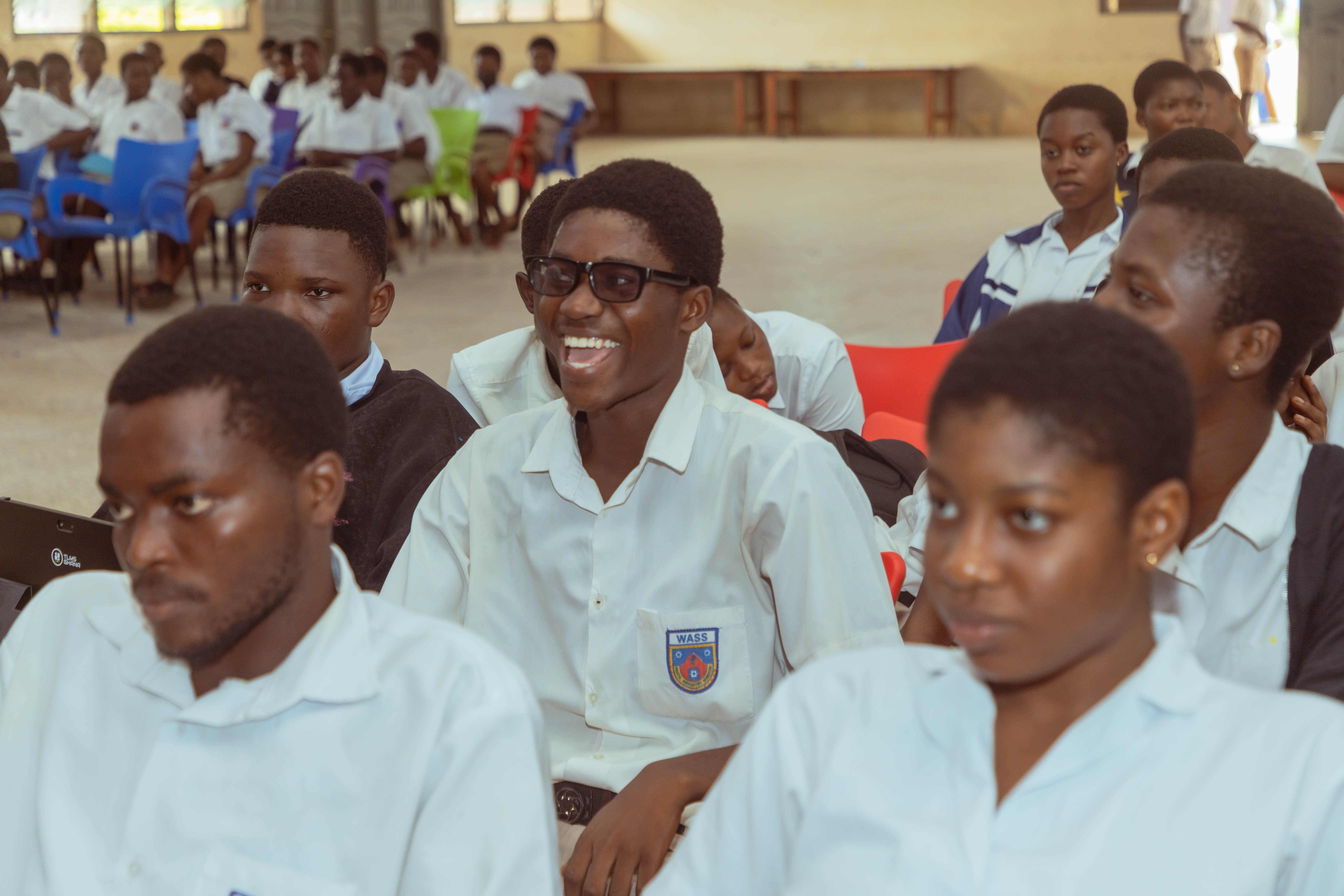 Students at a Ghana school during a Snuggli Health screening session
