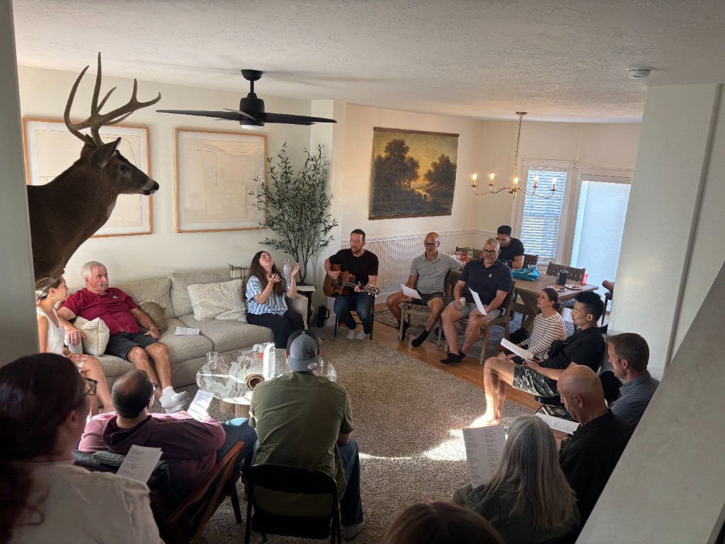 Small group gathered in a living room