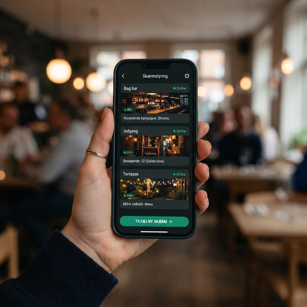 Styring af skærme fra mobilen