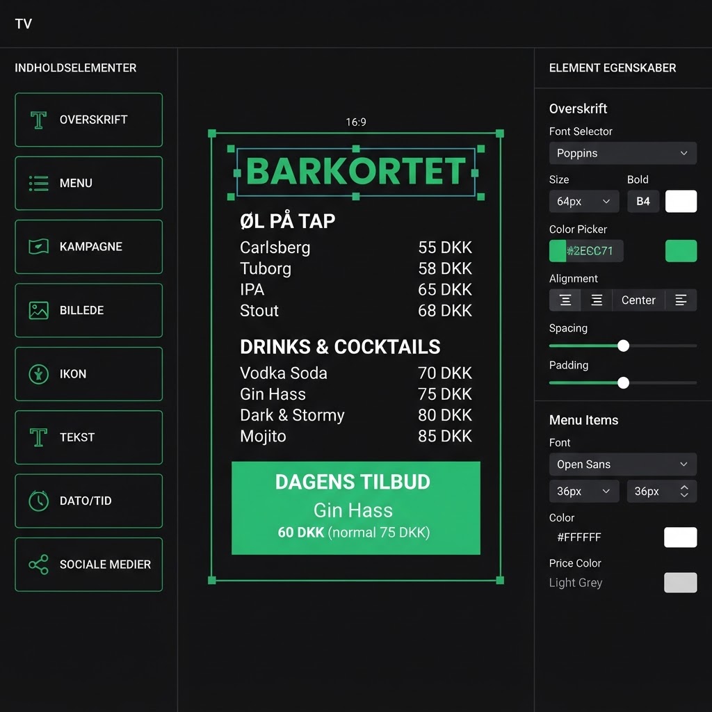 Designeditoren i ScreenFlow
