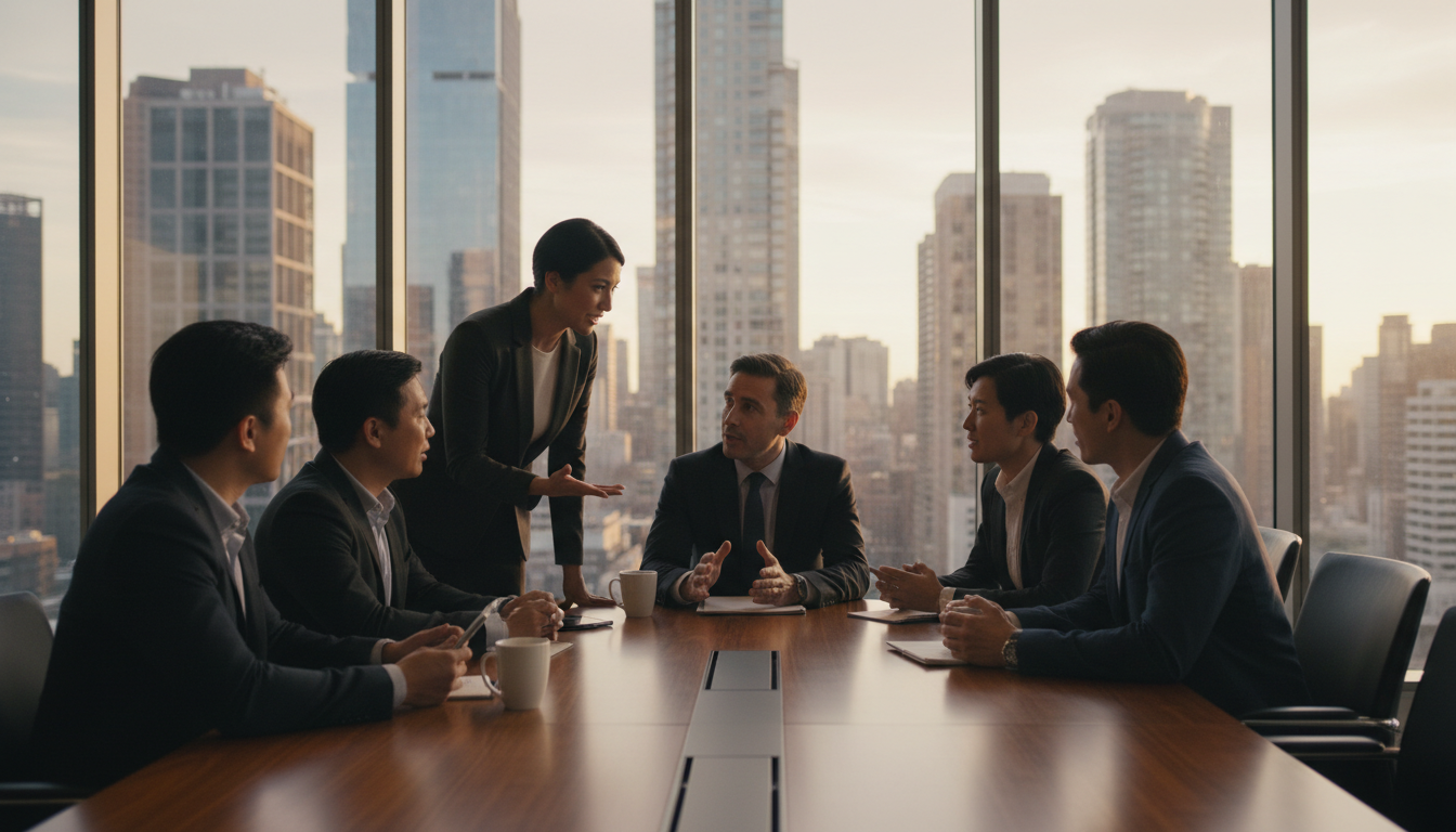 Diverse professionals collaborating