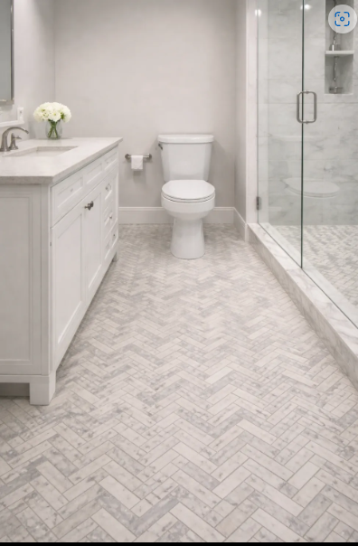 Herringbone Marble Bath