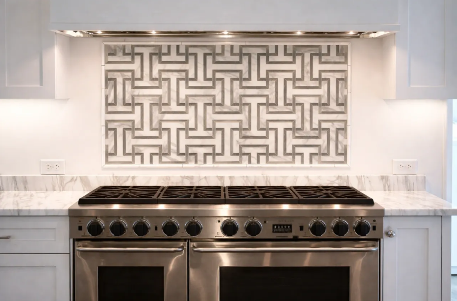 Geometric Marble Backsplash