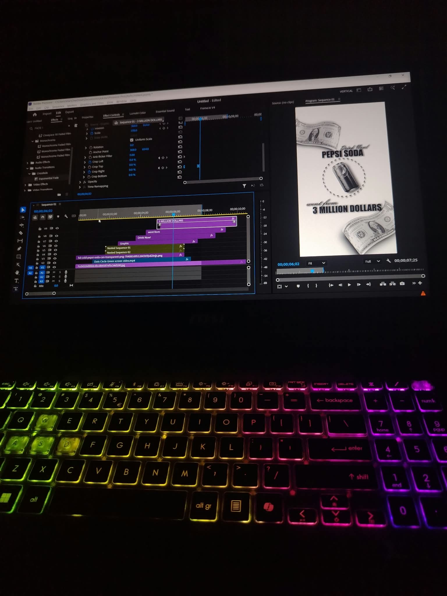 Editing a Pepsi Soda promo reel in Premiere Pro