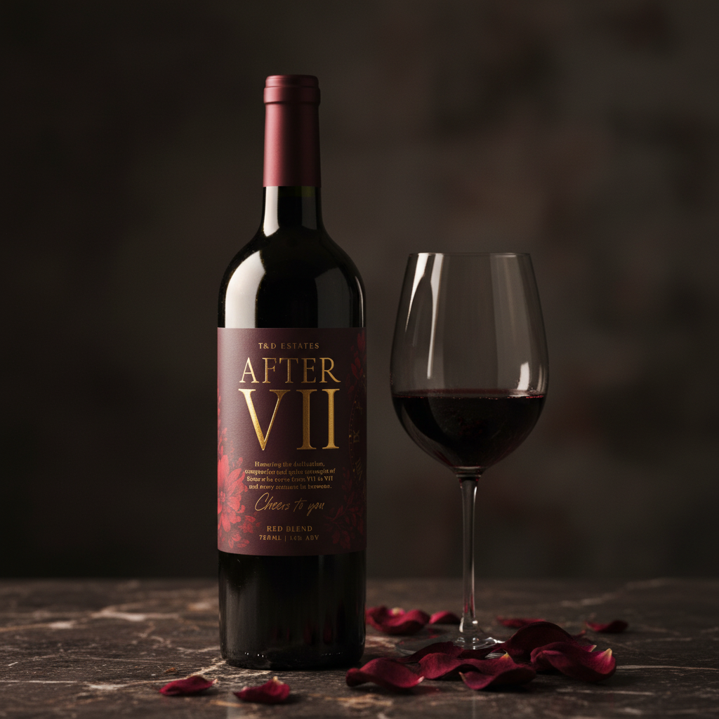 After VII Red Blend luxury bottle product photography