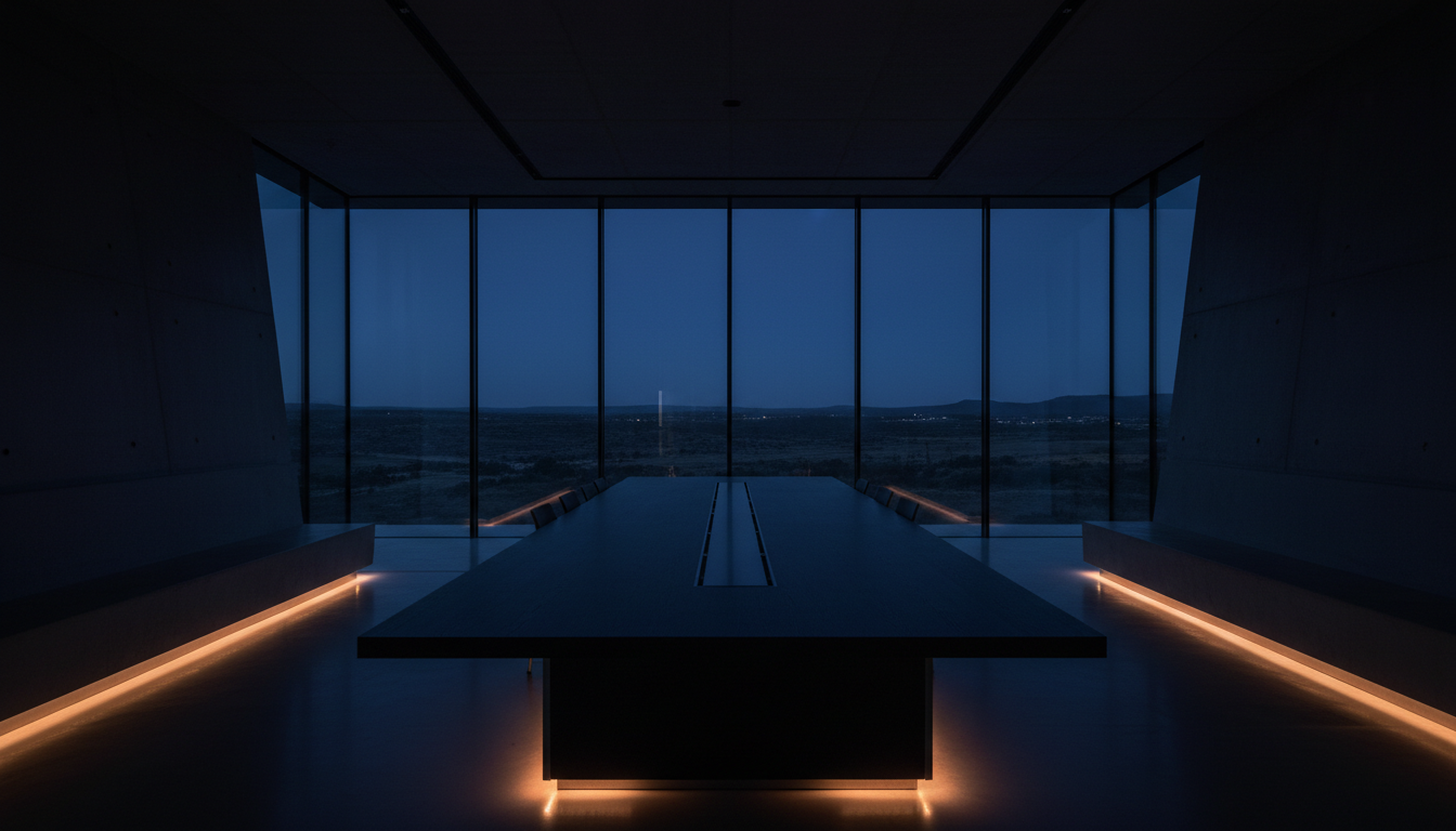 Modern brutalist boardroom