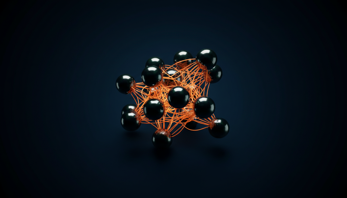 Abstract 3D connected spheres representing business systems